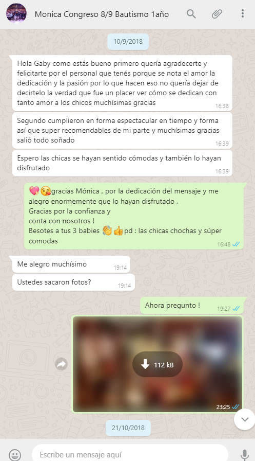 Comentarios y Agradecimientos de Pinikids Animaciones Infantiles a domicilio en Buenos Aires